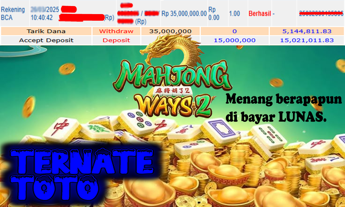 TERNATETOTO - JACKPOT SLOT MAHJONG WAYS 2, Rp.35,000,000